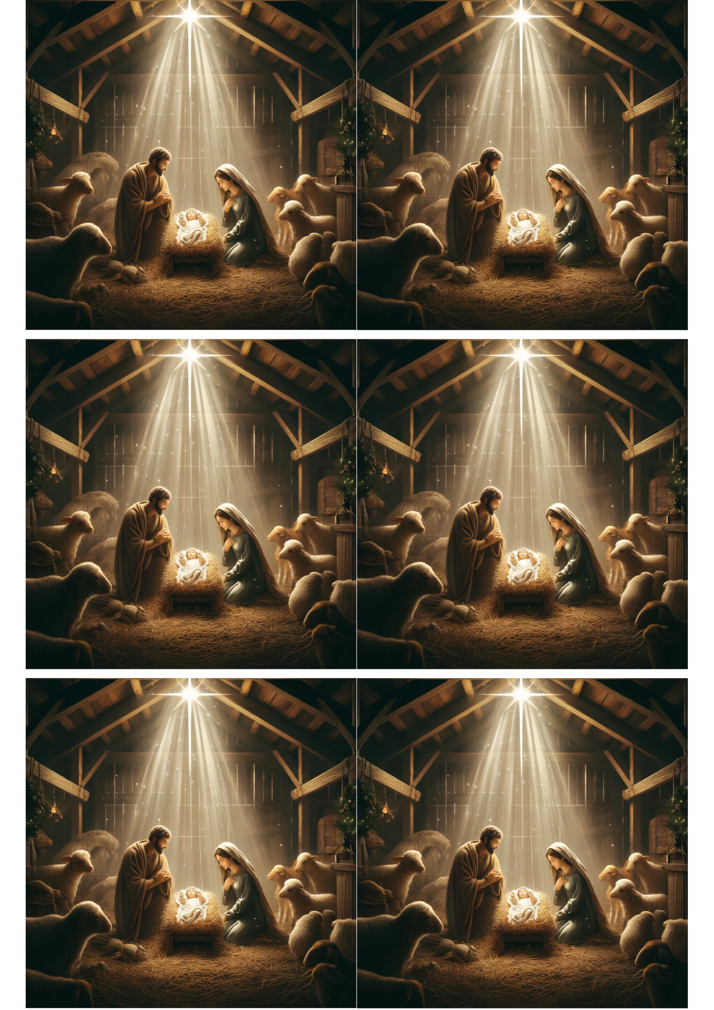 Sticker Sheet / Greeting Card – Jesus In The Stable Of Bethlehem, Collage 6, Cat. No. 2055