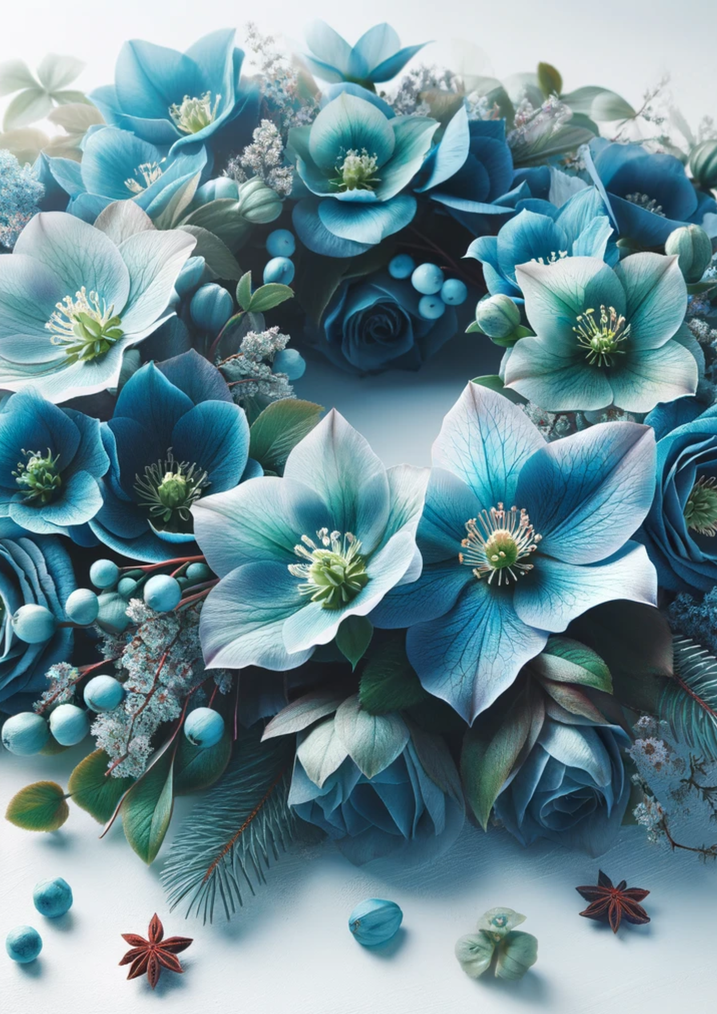 Sticker Sheet / Greeting Card – Blue Hellebores Full Cat No. 1042