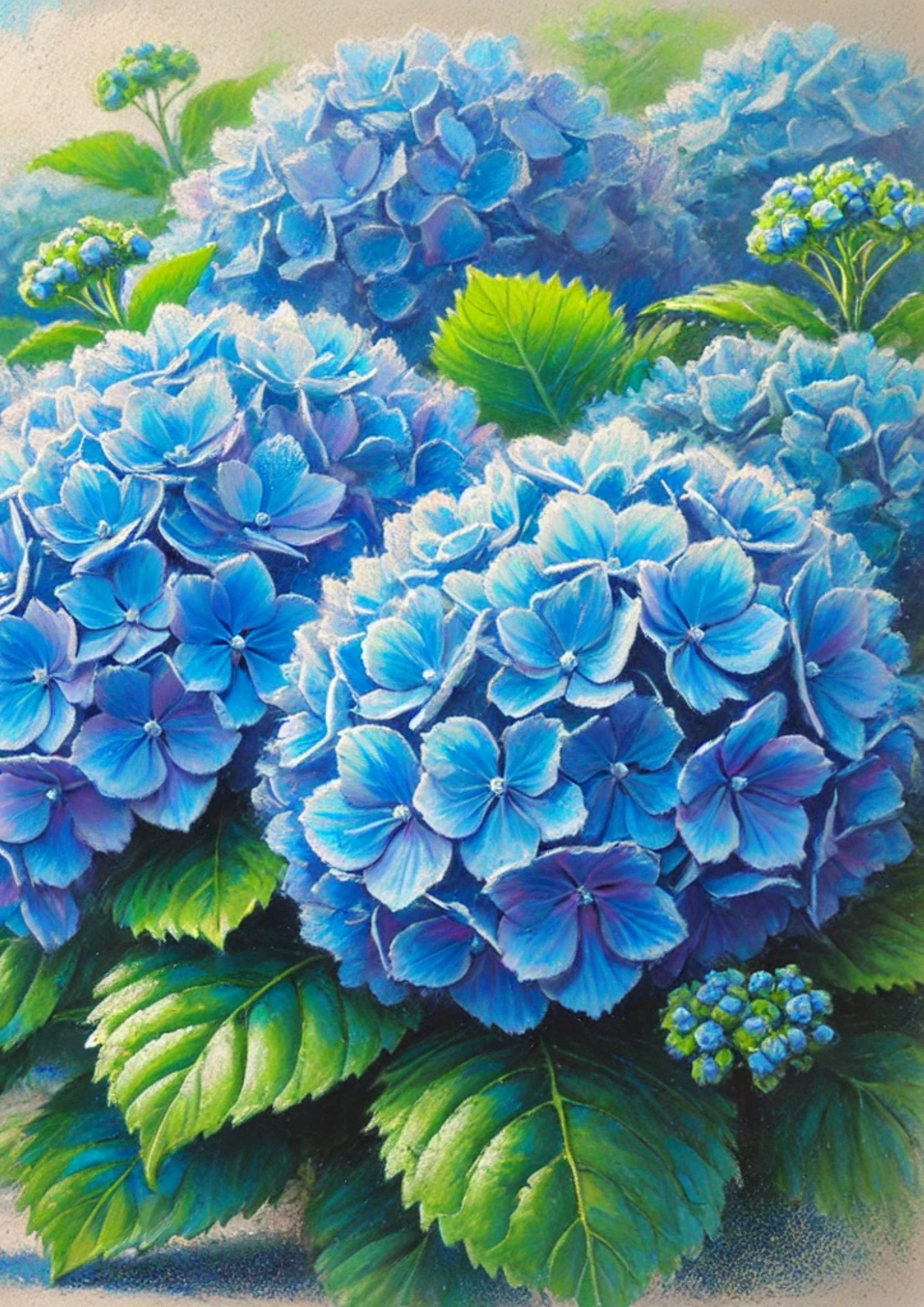 Sticker Sheet / Greeting Card – Blue Hydrangeas Full, Cat. No. 2173