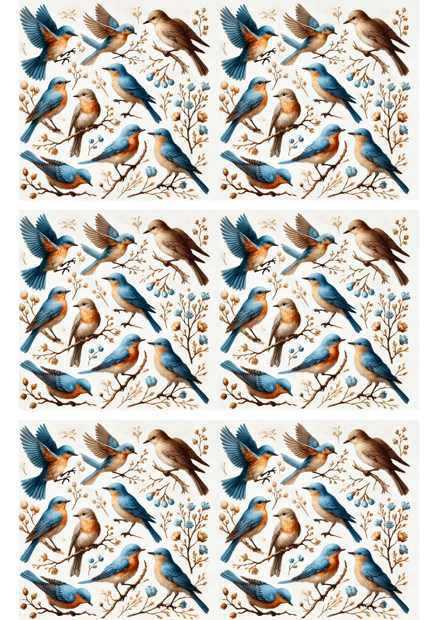 Sticker Sheet / Greeting Card – Blue Birds Collage Cat. No. 3063