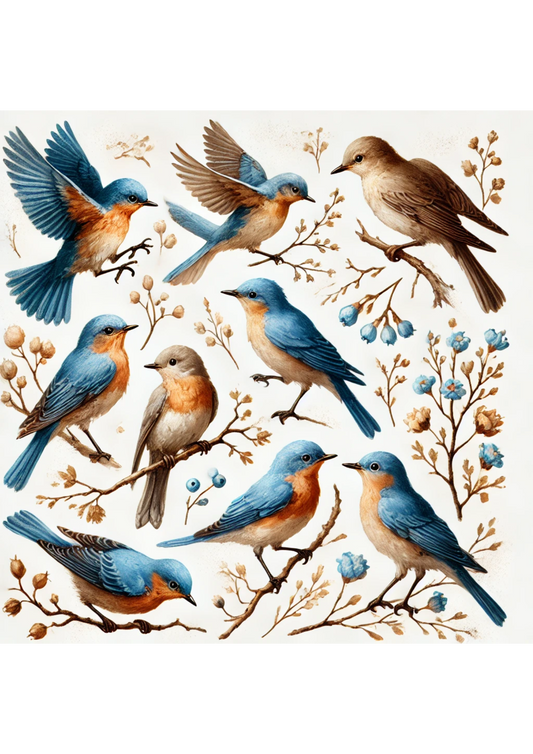 Sticker Sheet – Blue Birds Full Cat. No. 3064