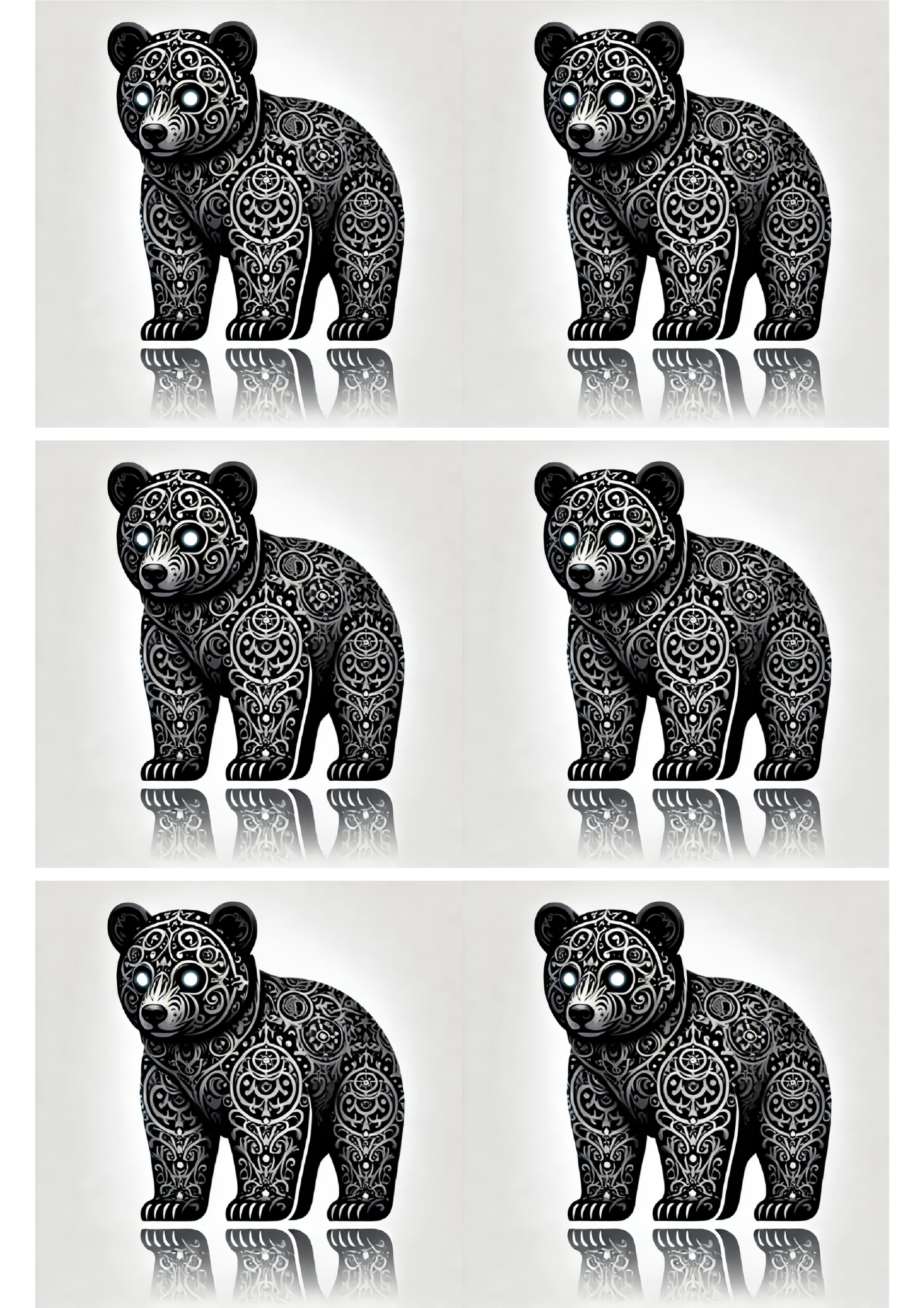 Sticker Sheet / Greeting Card – Little Bear In Gothic Style Collage Cat. No. 2391