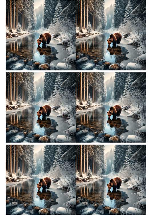 Stickerbogen – Collage „Bär am Bach“, Kat.-Nr. 2184