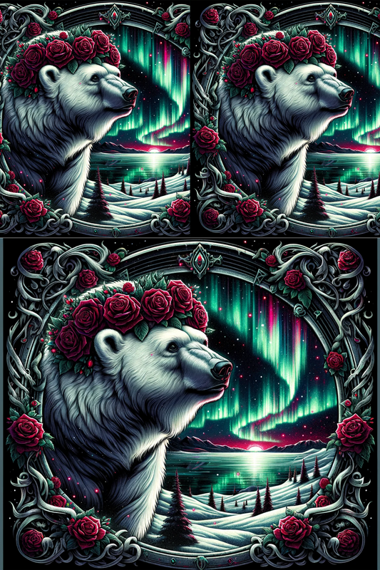 Sticker Sheet – Polar Bear In Wreath Gothic Collage Cat. No. 225