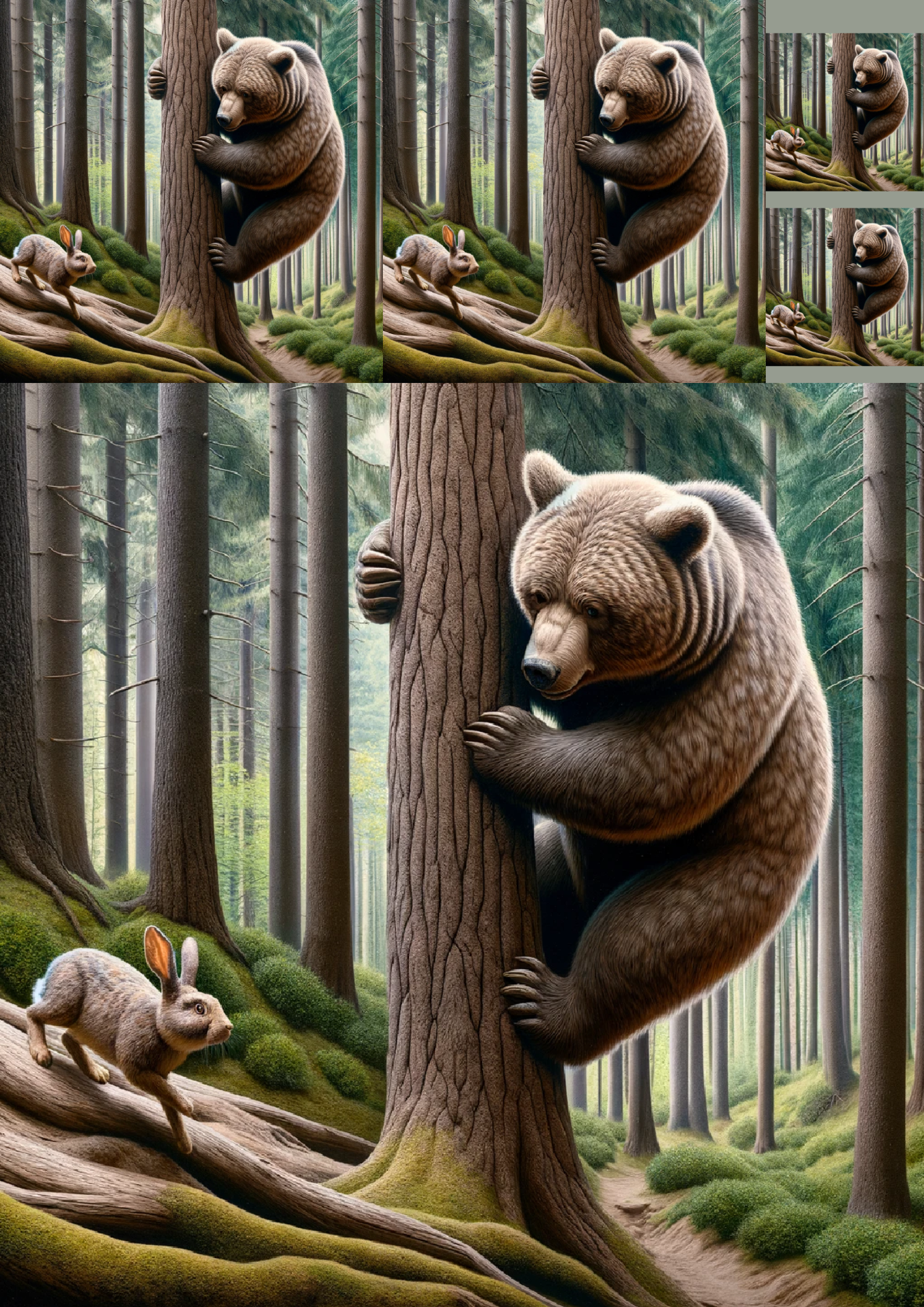 Sticker Sheet – The Bear Runs Away from the Hare. Fairy Tale 2 Collage Cat No. 1117