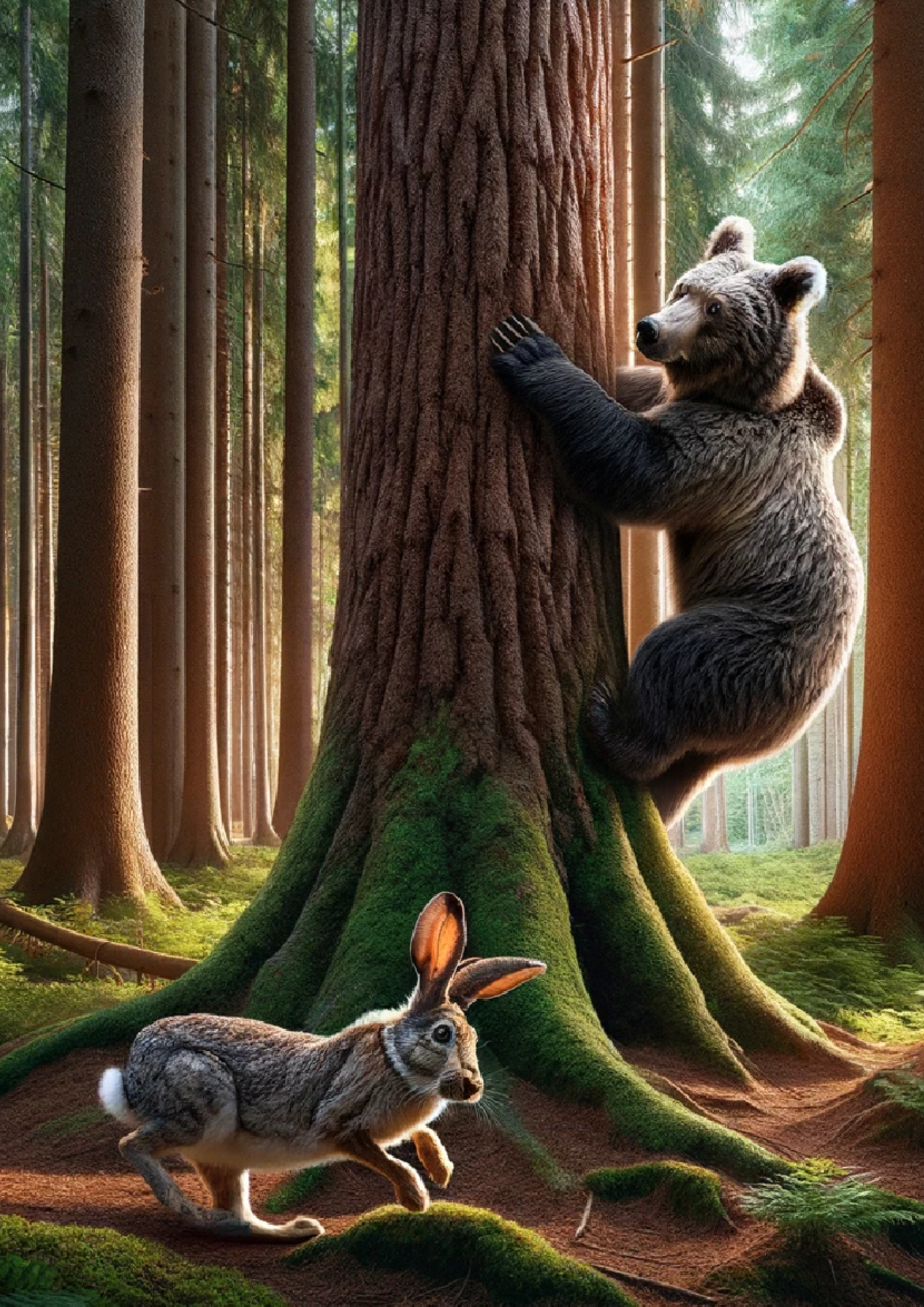 Sticker Sheet / Greeting Card – The Bear Runs Away from the Hare Full Cat No. 1123