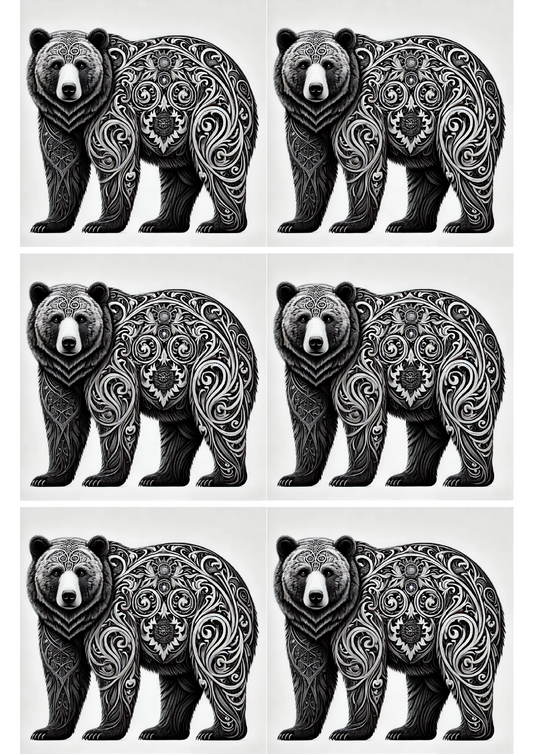 Sticker Sheet – Bear In Gothic Style Collage Cat. No. 2393