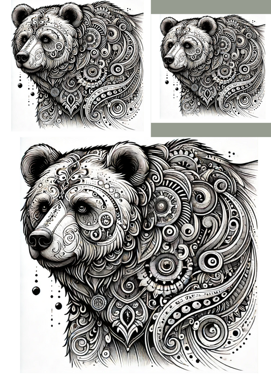 Sticker Sheet – Bear In Gothic Style Collage Cat. No. 1208