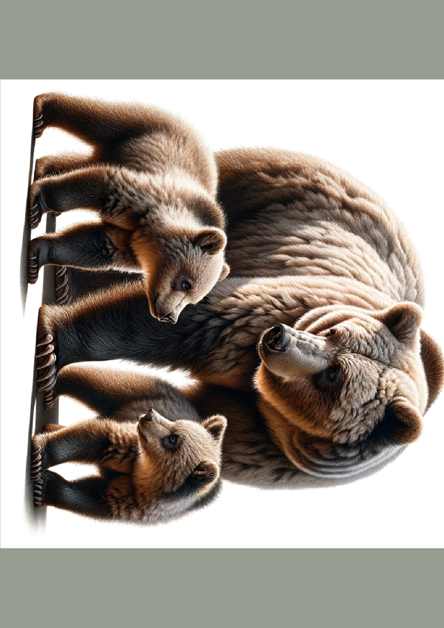 Sticker Sheet / Greeting Card – Grizzly Bear With Cubs Full Cat. No. 1125