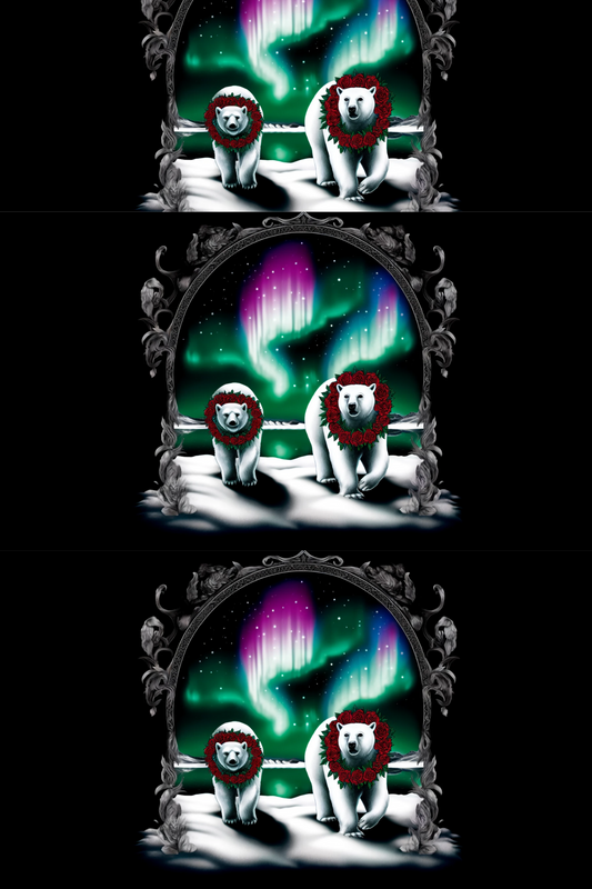 Sticker Sheet Polar Bear and Aurora Gothic 2 Collage Cat. No. 231