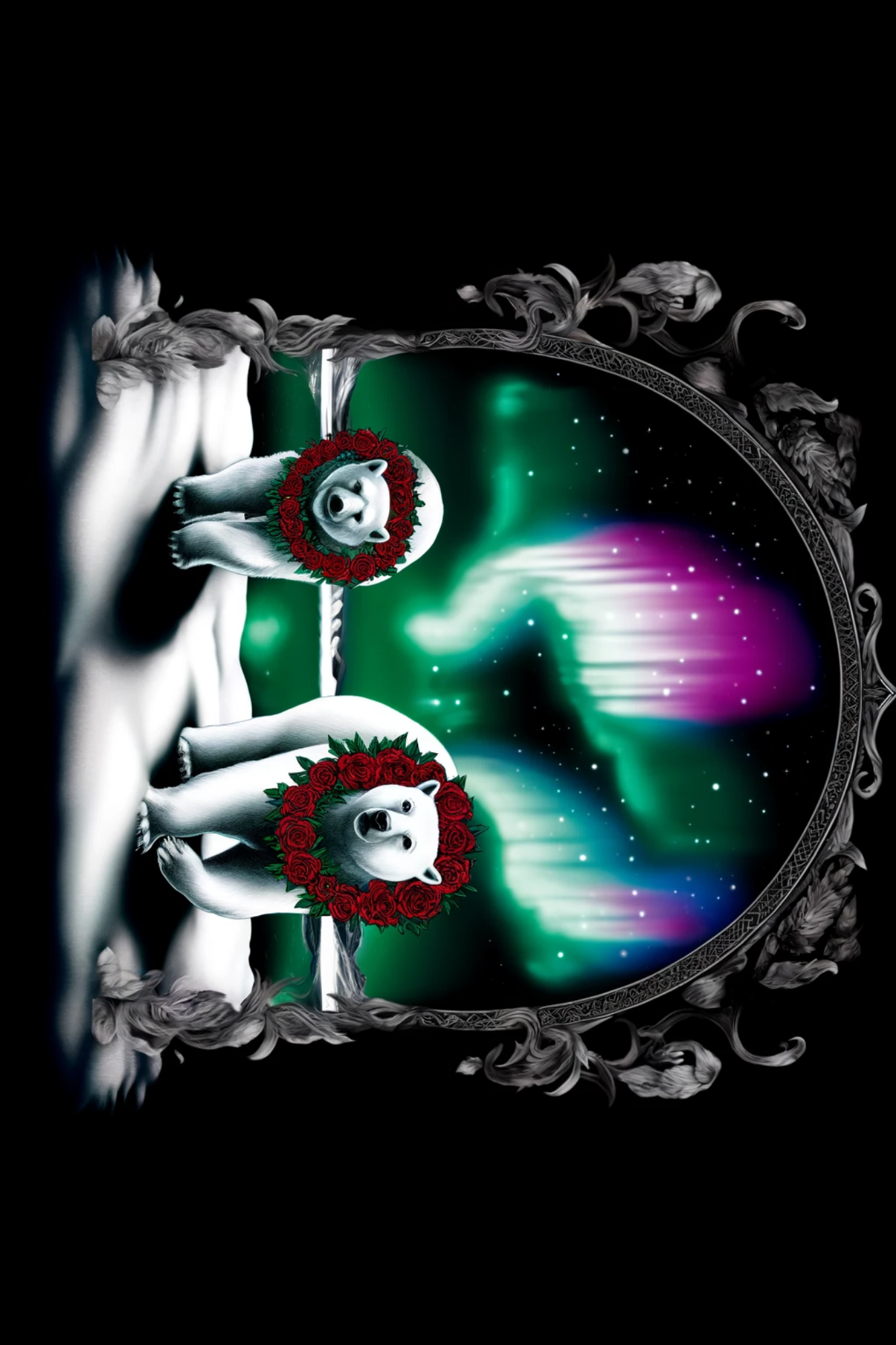 Sticker Sheet / Greeting Card – Polar Bear and Aurora Gothic 2 Full Cat. No. 232