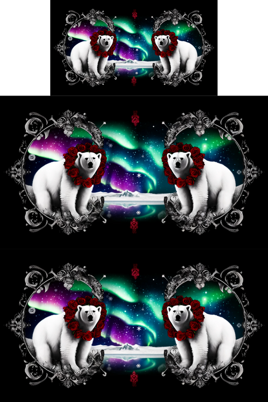 Sticker Sheet Polar Bear and Aurora Gothic Collage Cat. No. 233