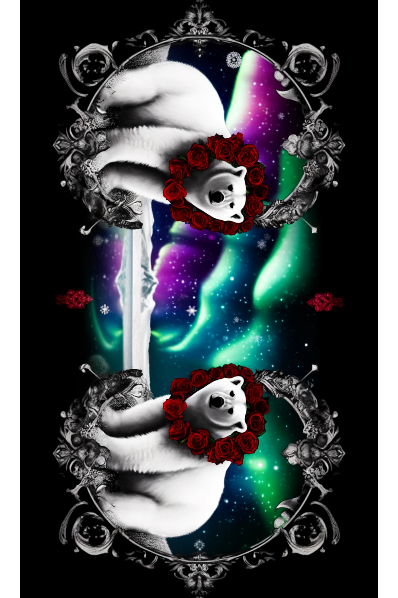 Sticker Sheet / Greeting Card – Polar Bear and Aurora Gothic Full Cat. No. 234