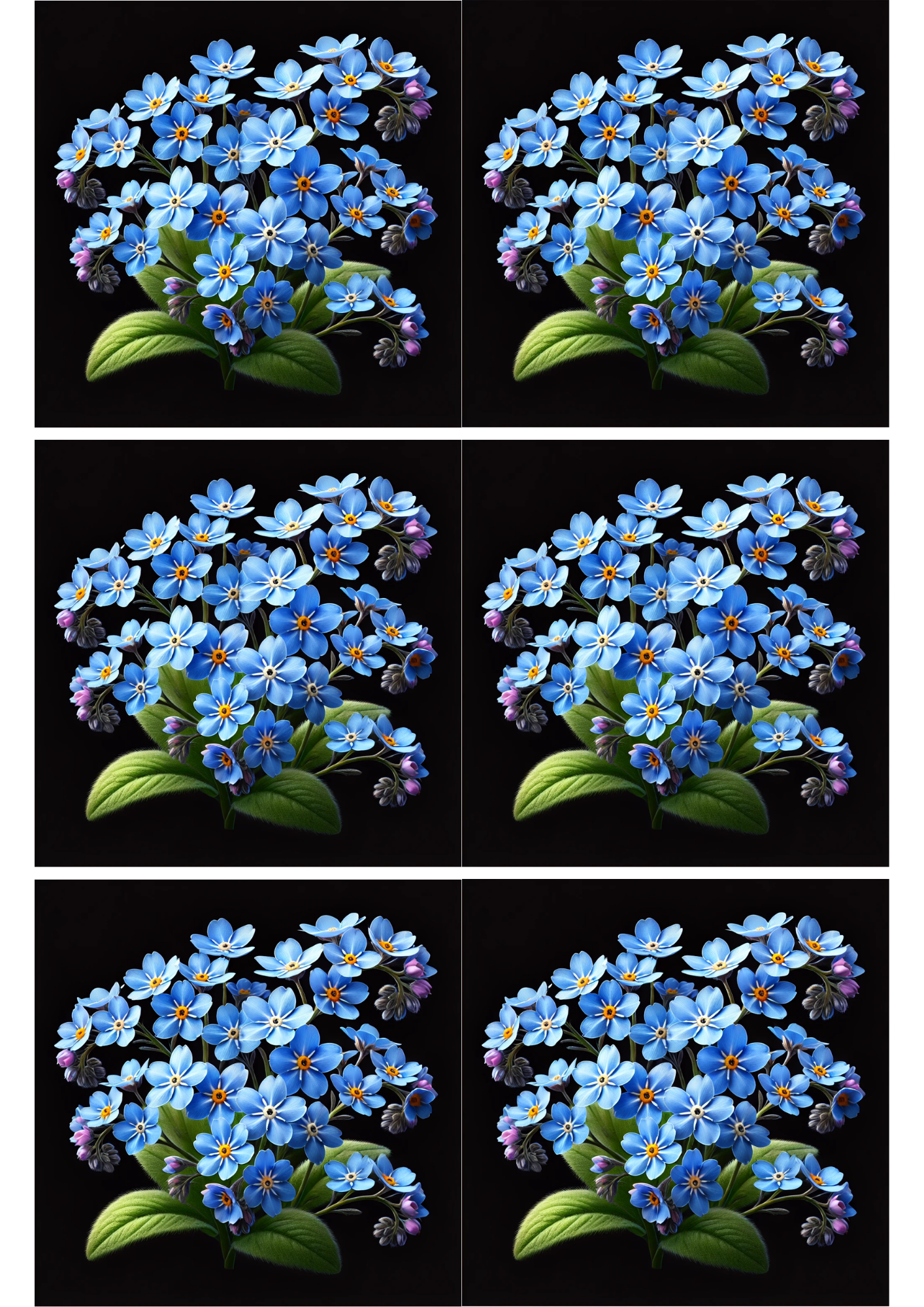 Sticker Sheet / Greeting Card – Forget-me-nots 2 Collage, Cat. No. 2176