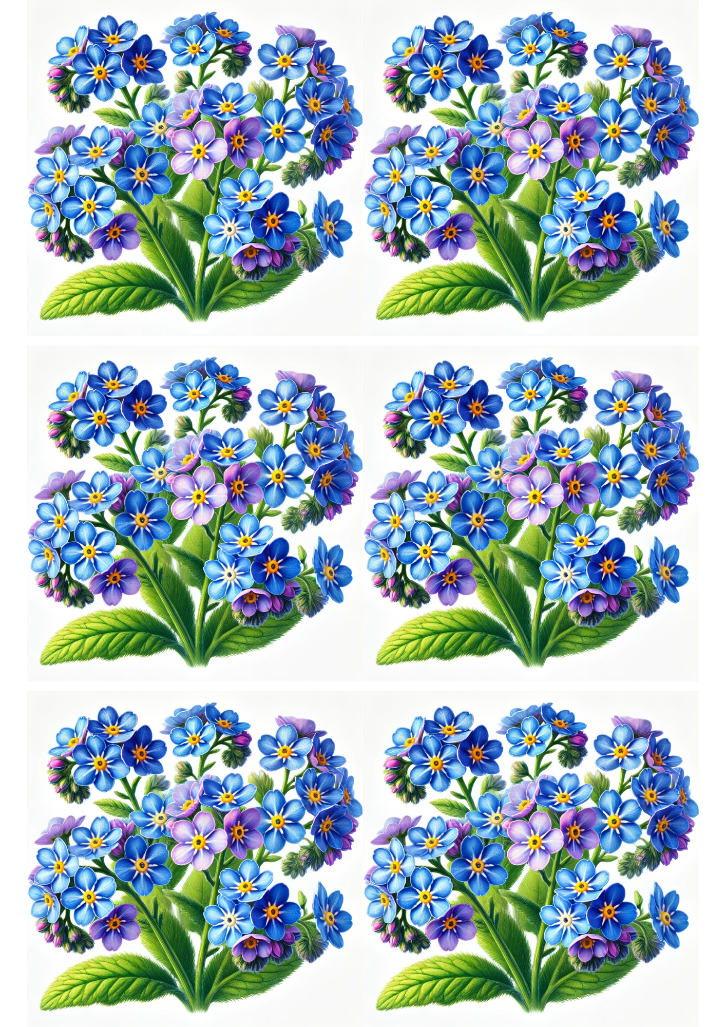 Sticker Sheet / Greeting Card – Forget-me-nots Collage, Cat. No. 2174