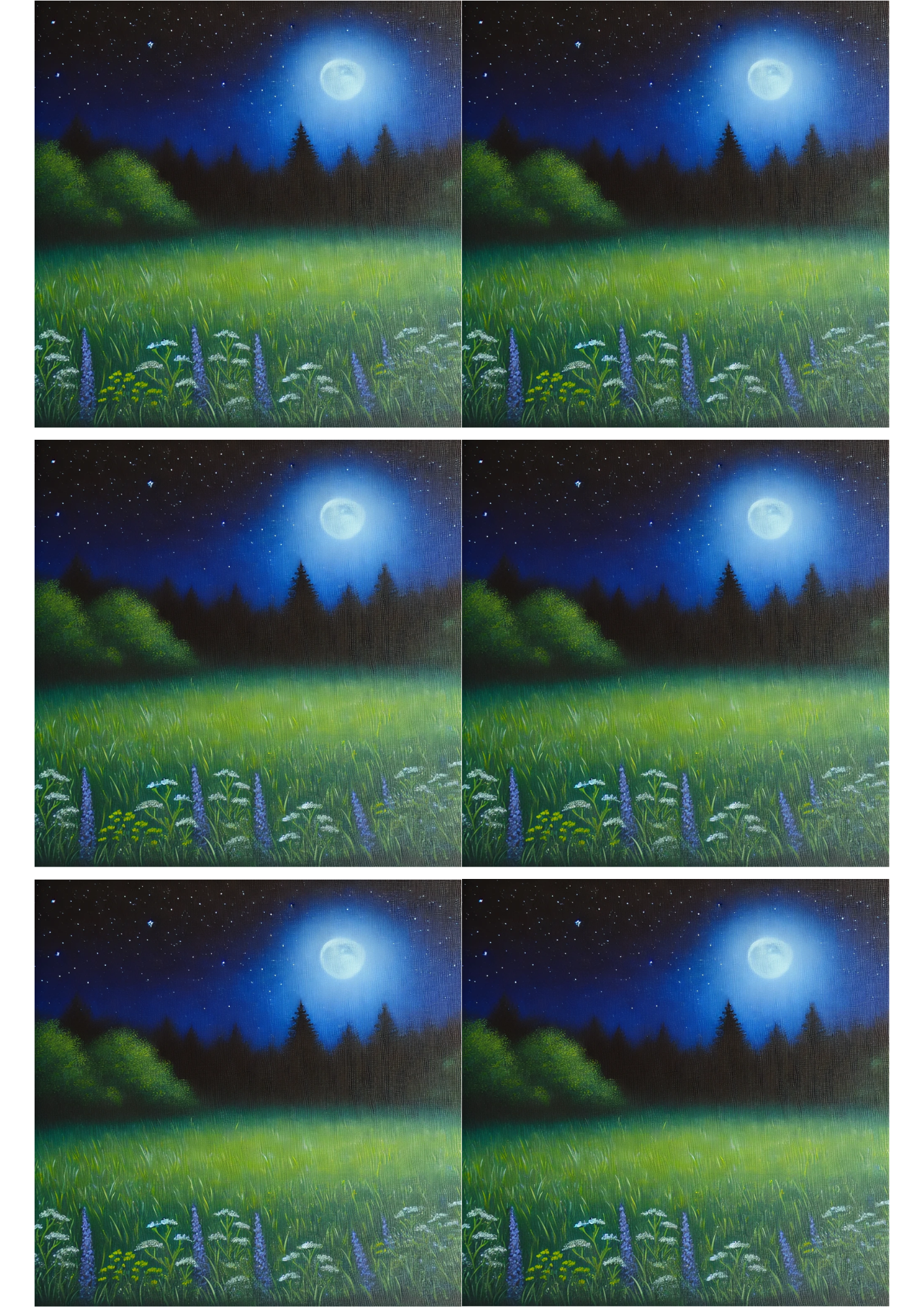 Sticker Sheet / Greeting Card – Night Landscape Collage, Cat. No. 2182
