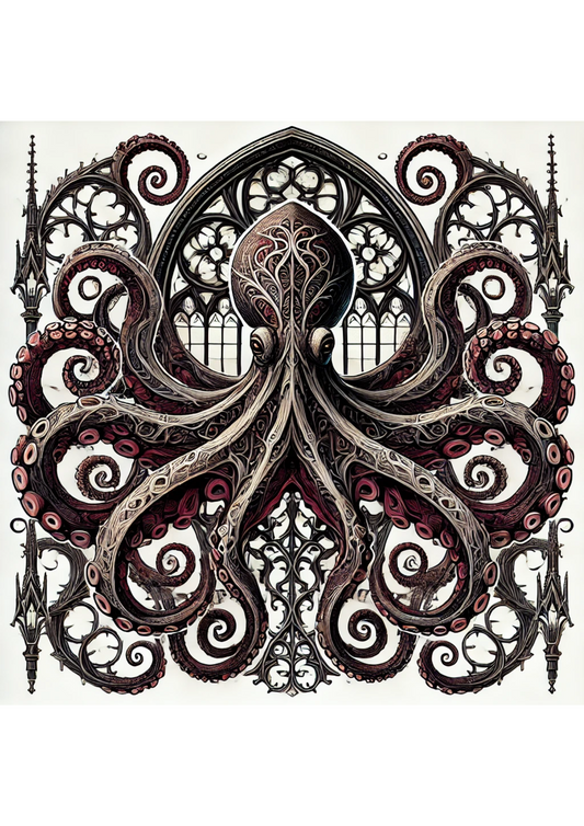Sticker Sheet – Octopus In Gothic Style Full, Cat. No. 2187