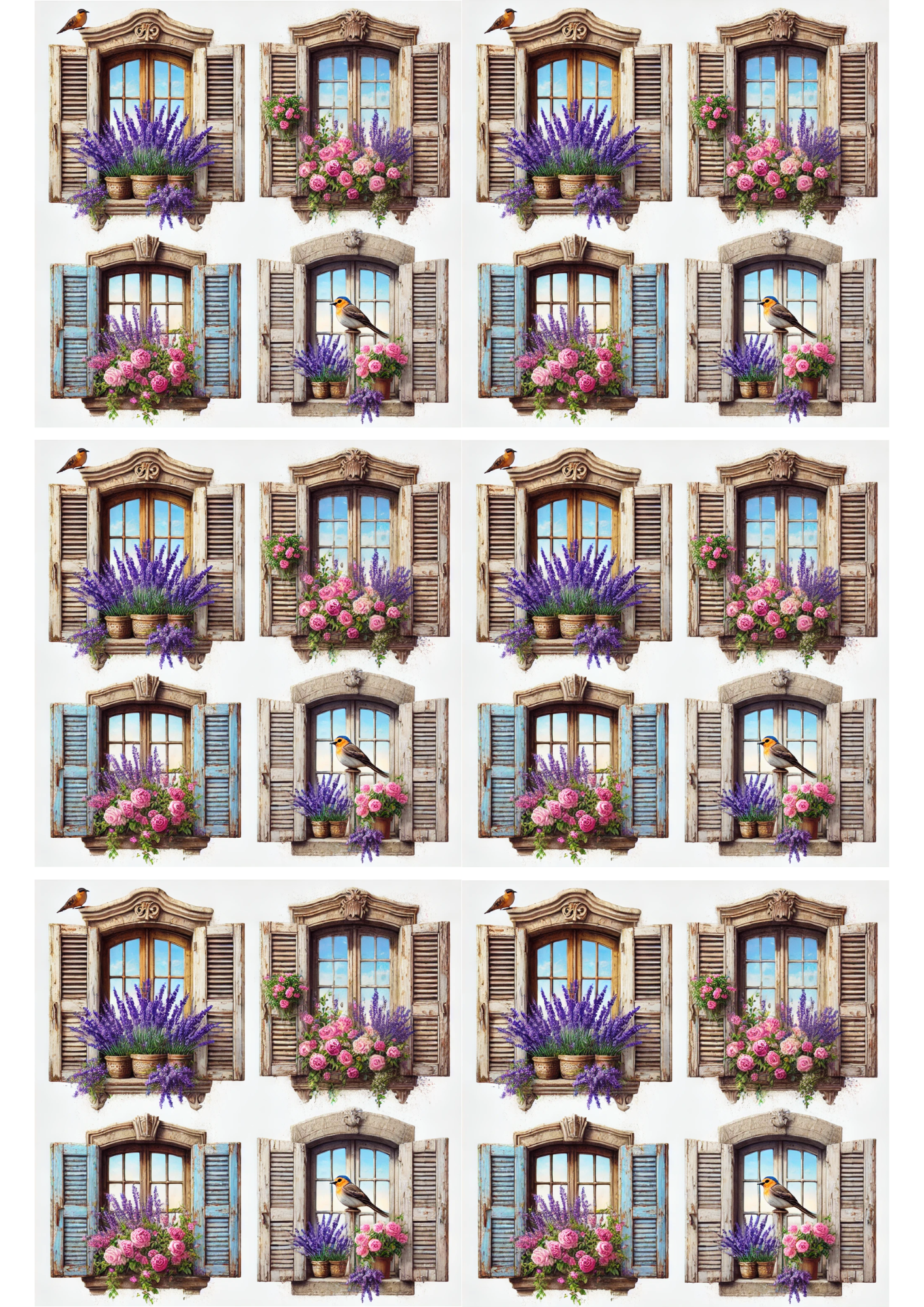 Sticker Sheet / Greeting Card – Windows In Houses In Provence 2 Collage, Cat. No. 2198