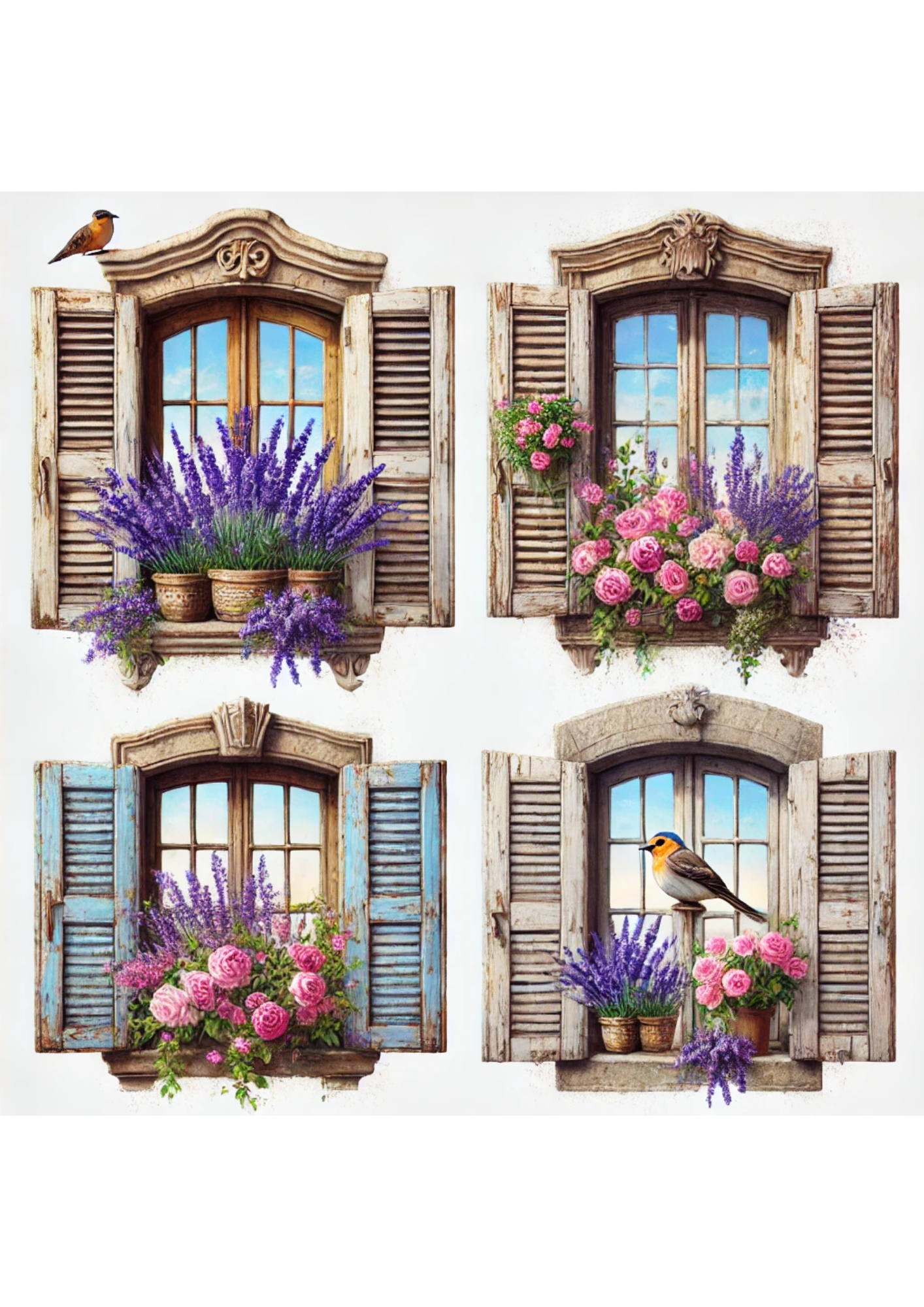 Sticker Sheet / Greeting Card – Windows In Houses In Provence 2 Full, Cat. No. 2199