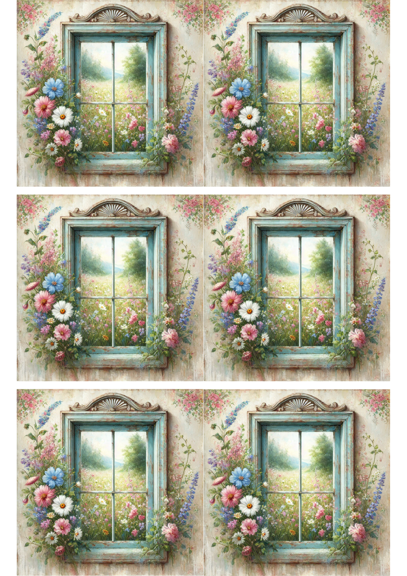 Sticker Sheet / Greeting Card – Window On Meadow Collage No. Cat. No. 3082