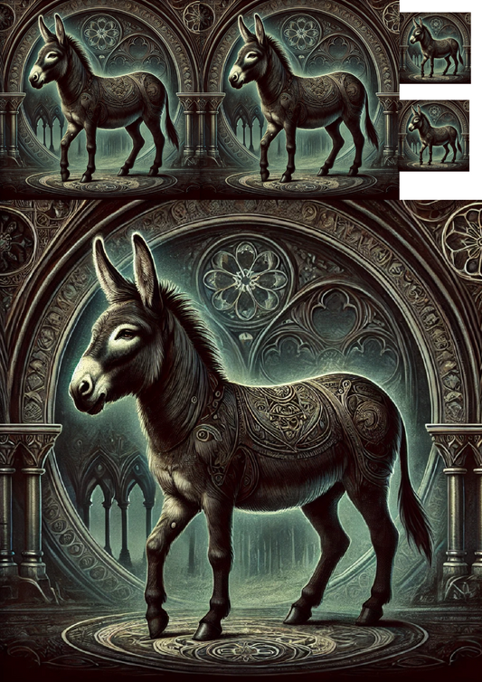 Sticker Sheet Donkey In Gothic Style Collage Cat. No. 1357