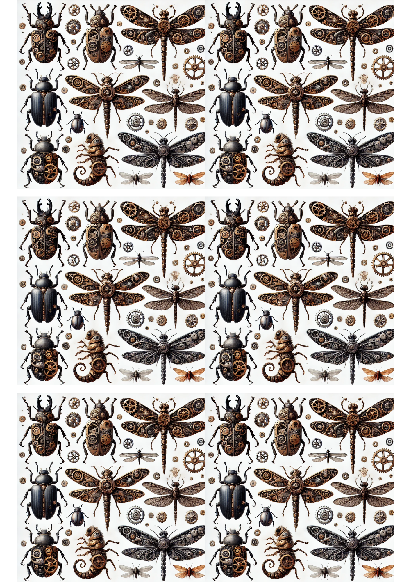 Sticker Sheet / Greeting Card – Insects Steampunk Collage Cat. No. 3085