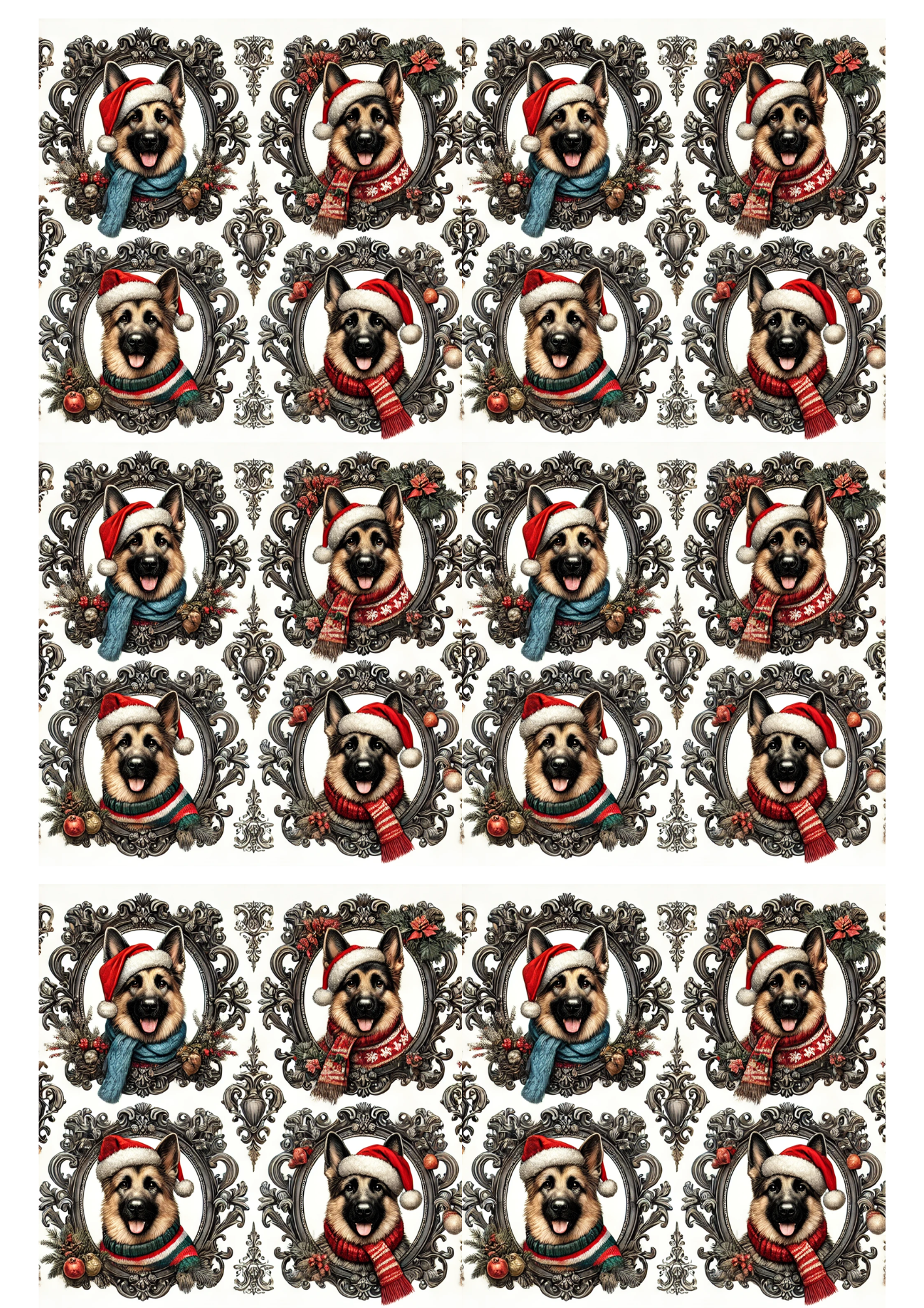 Sticker Sheet / Greeting Card – Sheepdog In Baroque Style Collage Cat. No. 3087