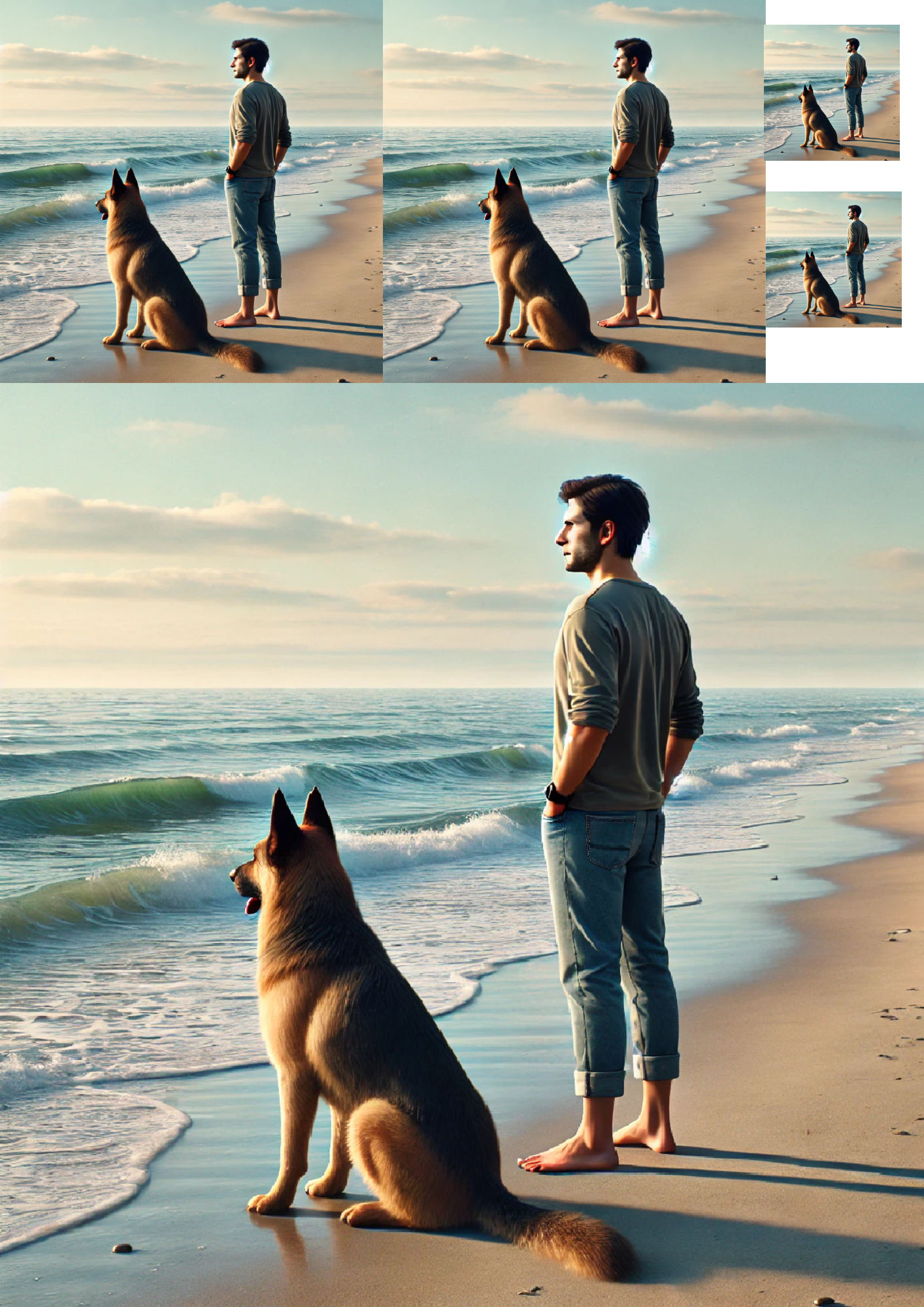 Sticker Sheet / Greeting Card – German Shepherd Dog By The Seaside Collage Cat. No. 1359