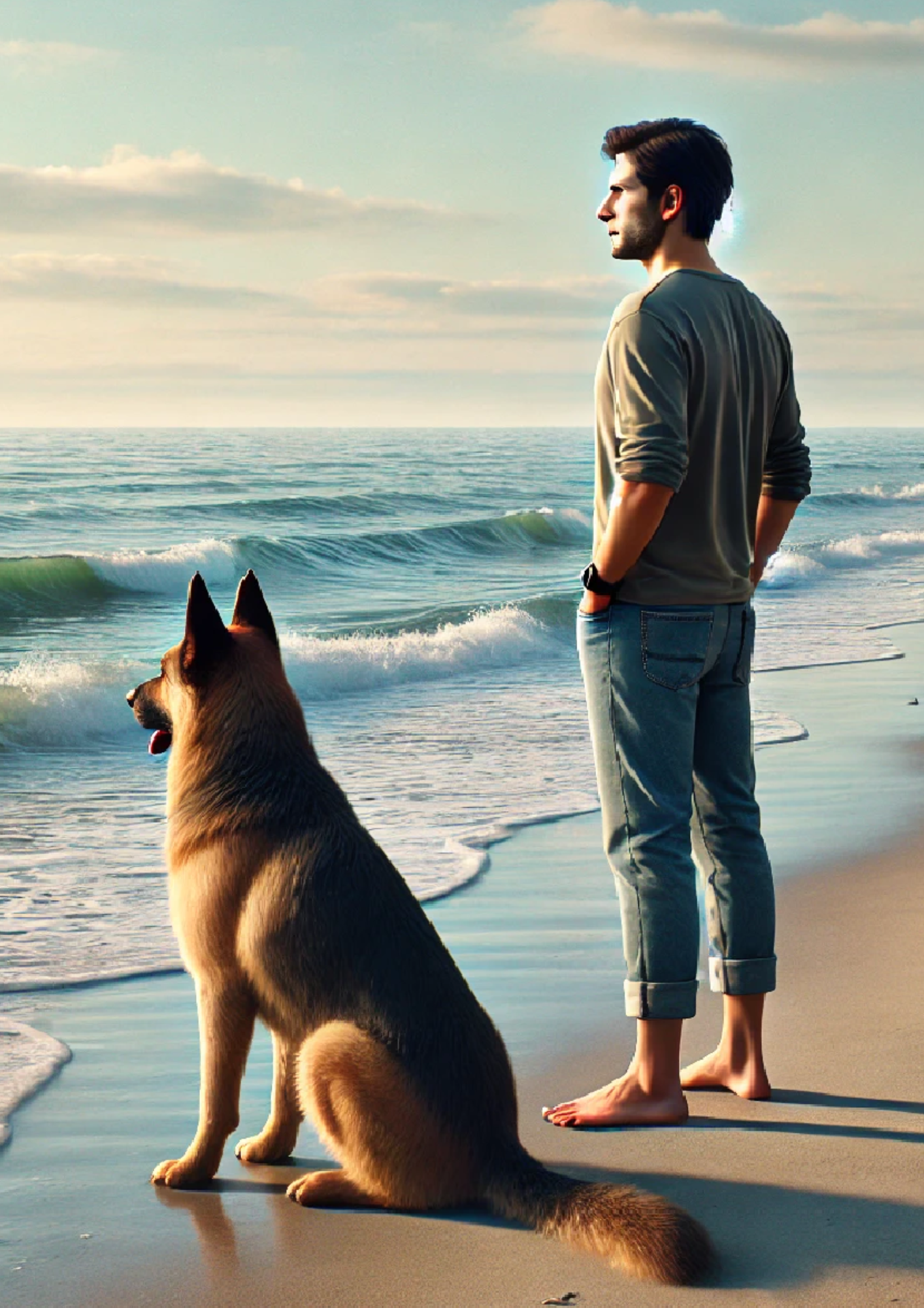 Sticker Sheet / Greeting Card – German Shepherd Dog By The Seaside Full Cat. No. 1360