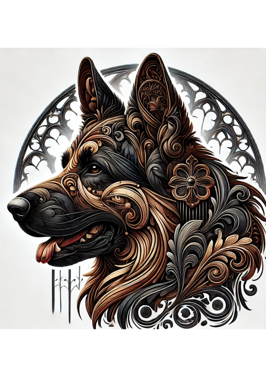 Sticker Sheet – German Shepherd In Gothic Style Full, Cat. No. 2189