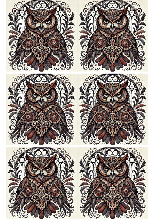 Sticker Sheet – Owl In Gothic Style 2 Collage, Cat. No. 2192
