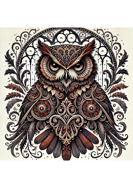 Sticker Sheet – Owl In Gothic Style 2 Full, Cat. No. 2193