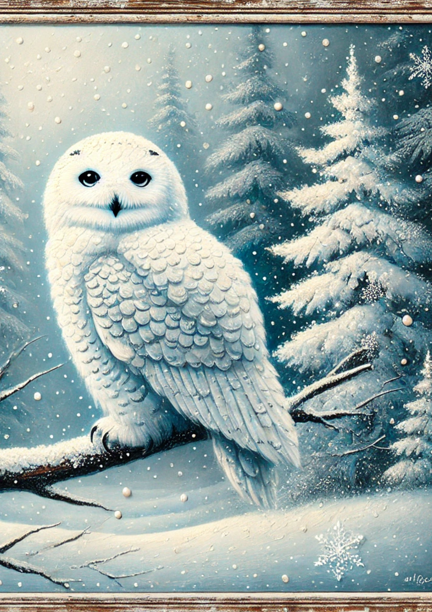 Sticker Sheet / Greeting Card – White Owl in Winter Full, Cat. No. 2209