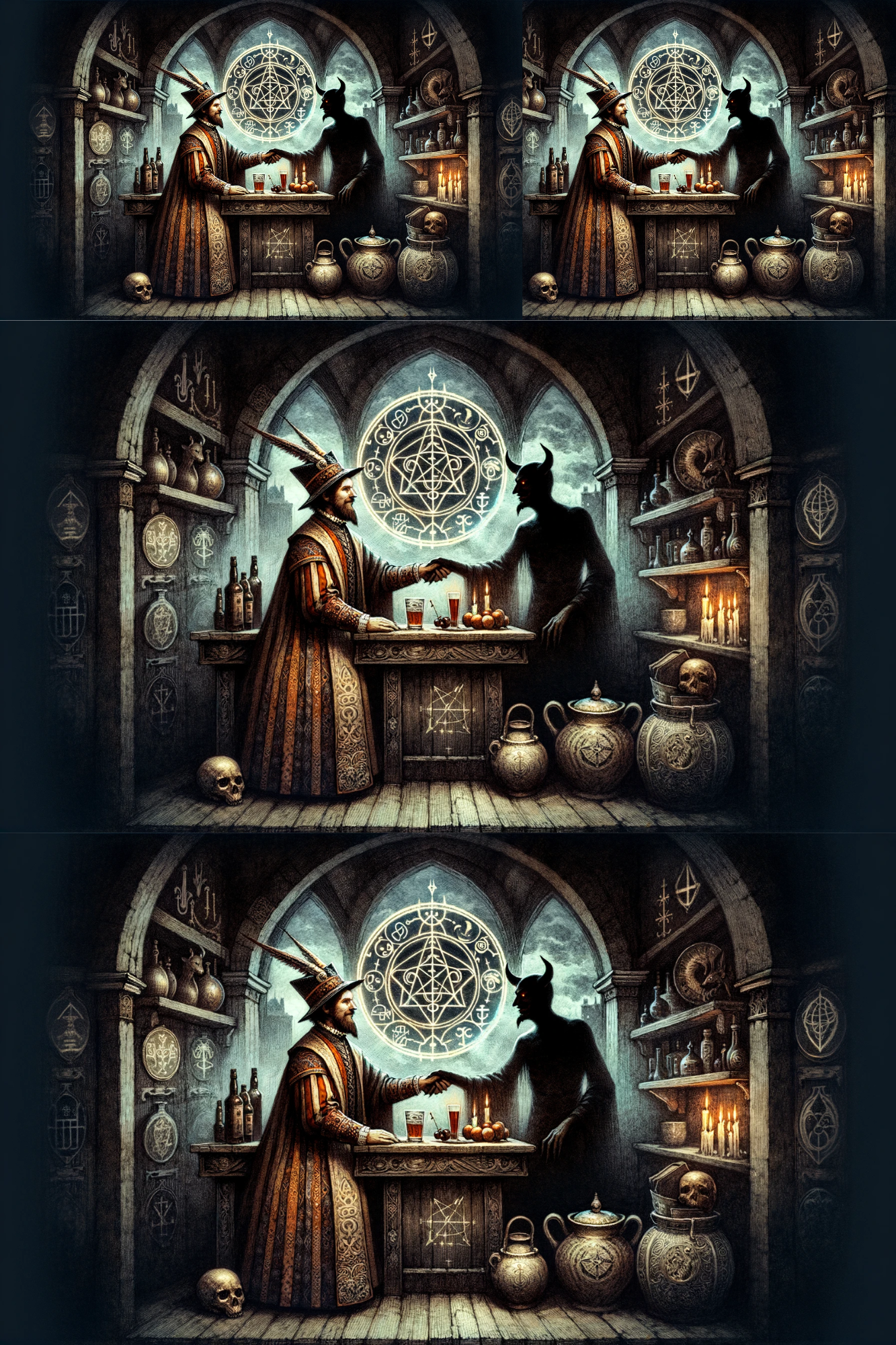 Sticker Sheet / Greeting Card – The Devil Talks to Twardowski Collage Cat. No. 237