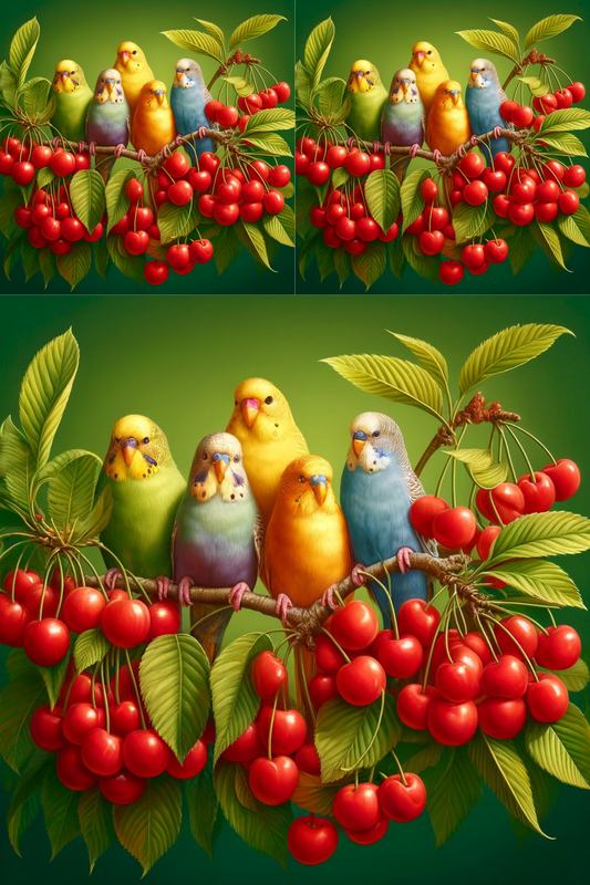 Sticker Sheet – Budgies On Cherry Trees Cat. No. 244
