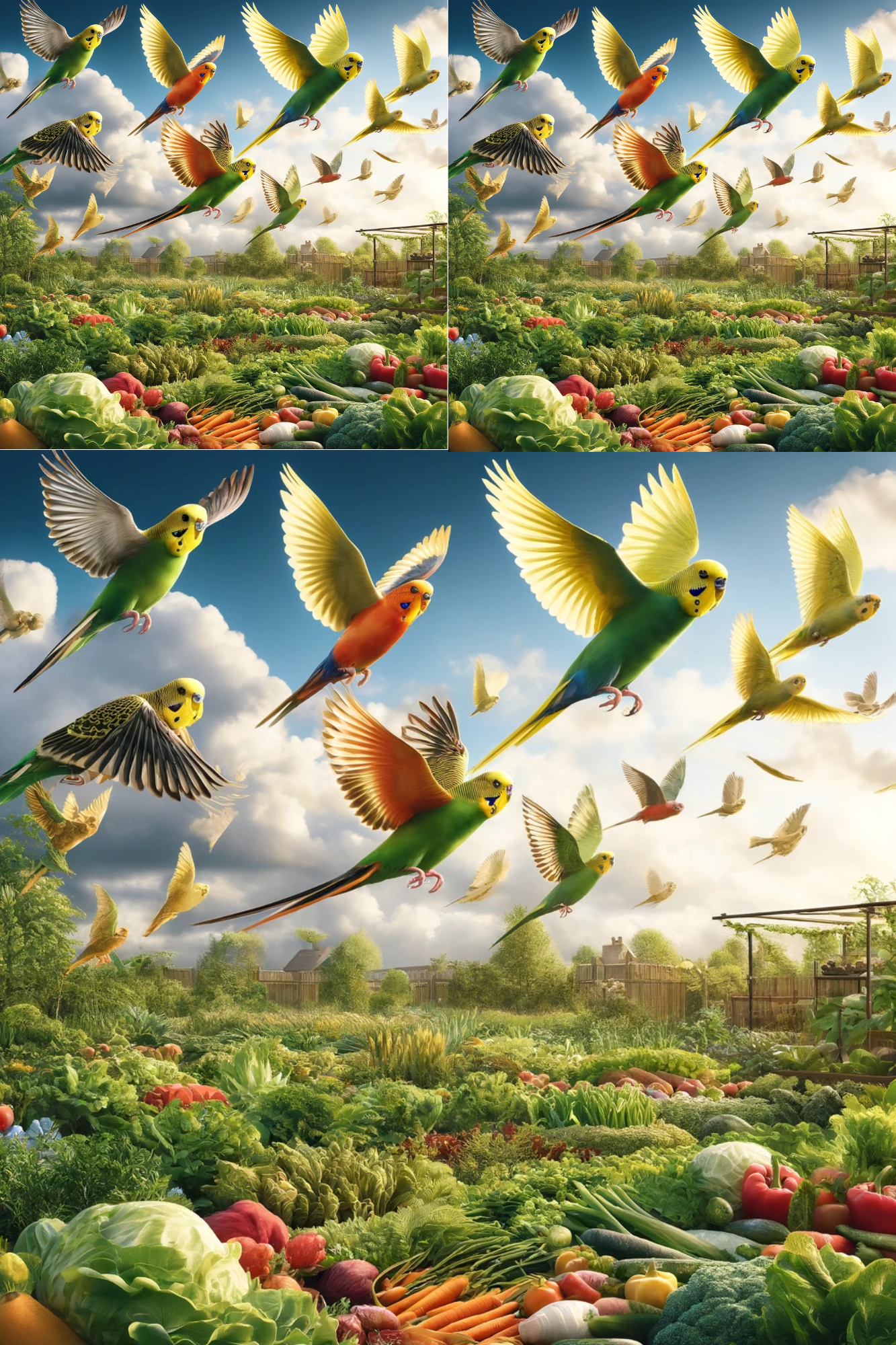 Sticker Sheet / Greeting Card – Budgies and Vegetables Cat. No. 251