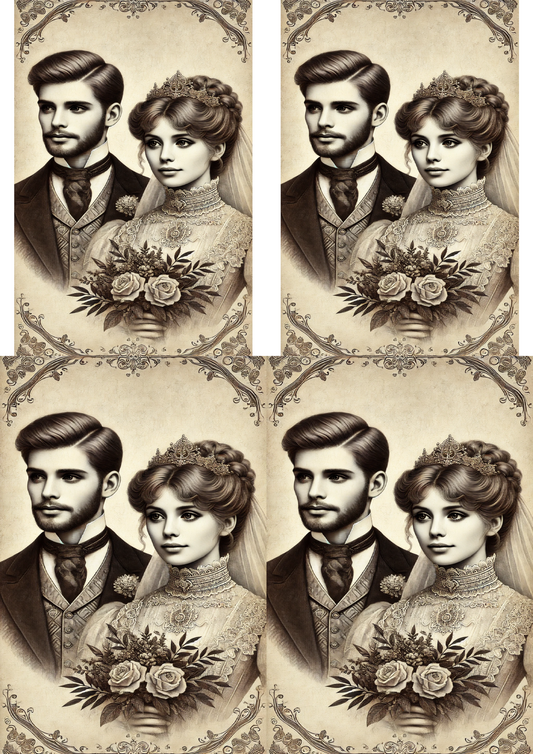 Sticker Sheet Bride And Groom In Victorian Style Collage Cat. No. 1449