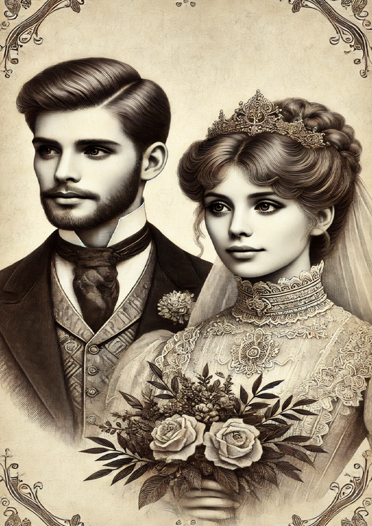 Sticker Sheet Bride And Groom In Victorian Style Full Cat. No. 1450