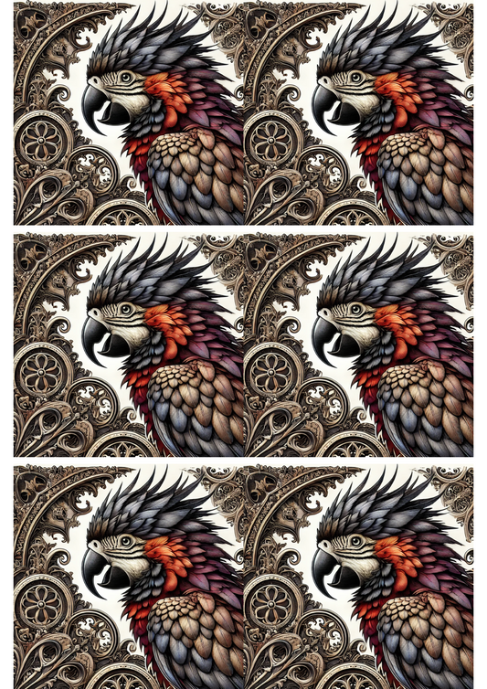 Sticker Sheet – Gothic Style Parrot Collage Cat. No. 2212