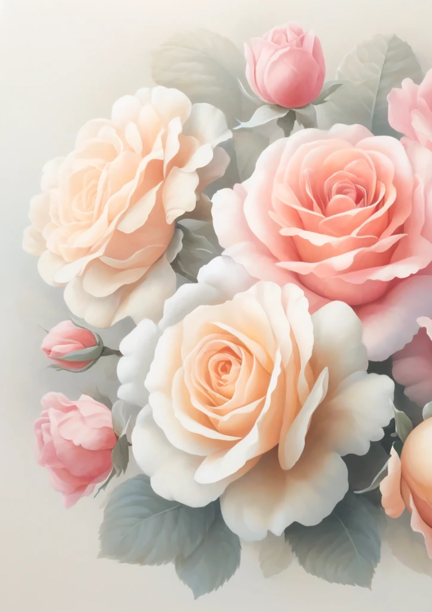 Sticker Sheet / Greeting Card – Pastel Roses Full Cat. No. 2215