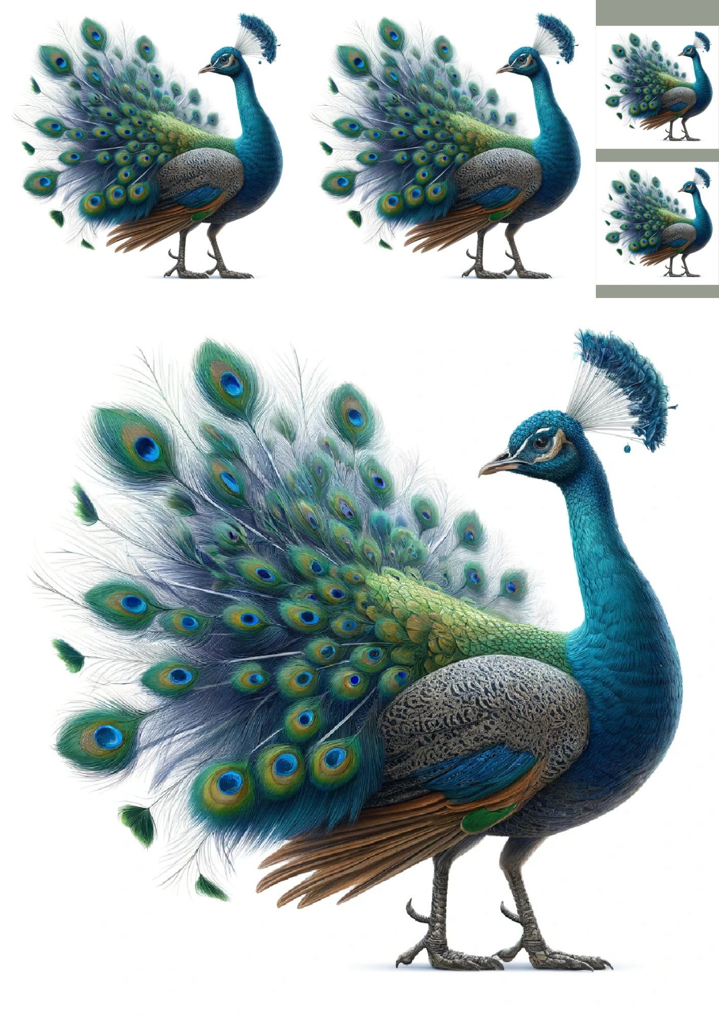 Sticker Sheet / Greeting Card – Peacock Collage Cat. No. 1132