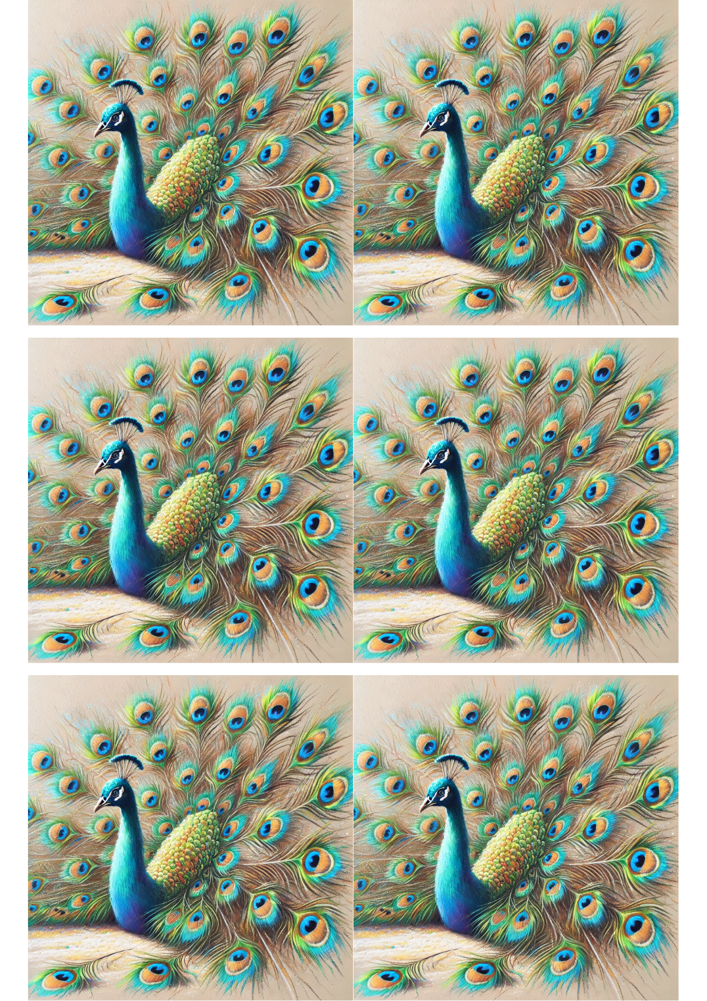 Sticker Sheet / Greeting Card – Peacock Collage Cat. No. 2220