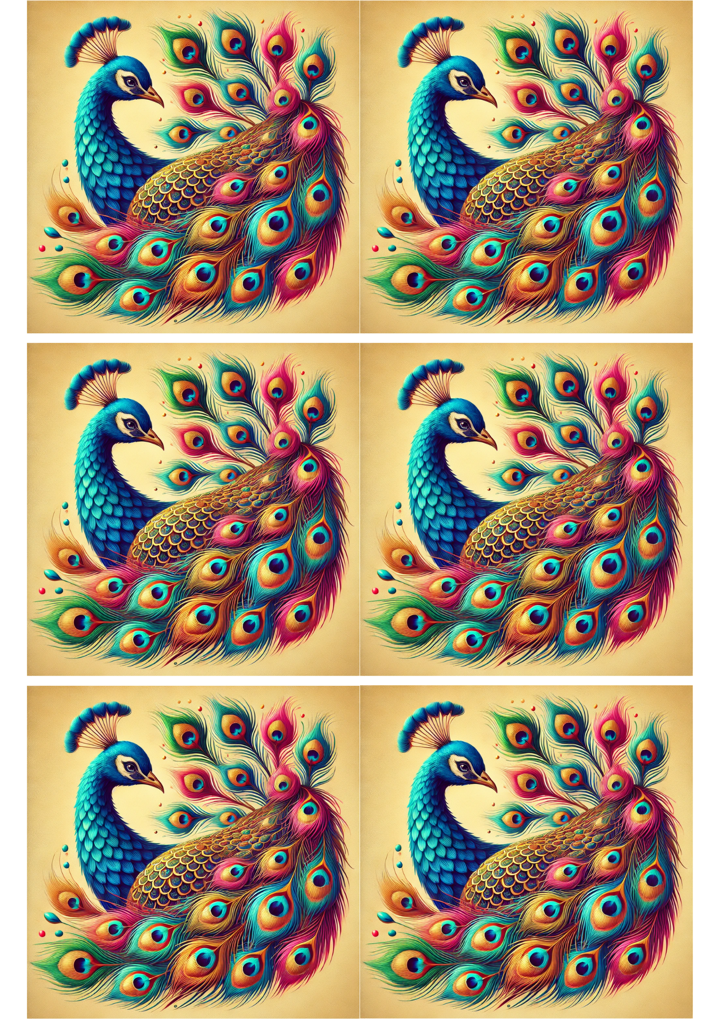 Sticker Sheet / Greeting Card – Peacock Art Collage Cat. No. 2226