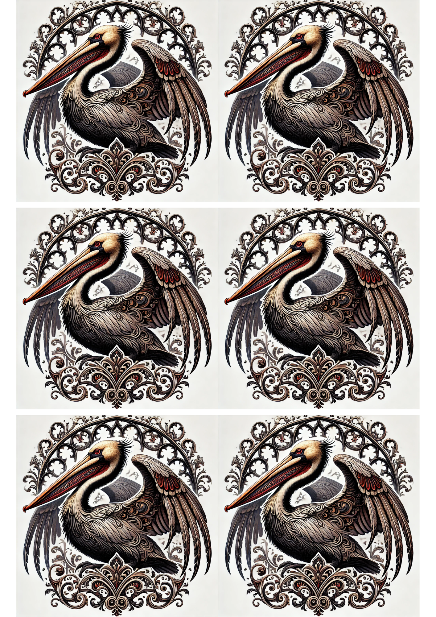 Sticker Sheet / Greeting Card – Pelican Gothic Style Collage Cat. No. 2228