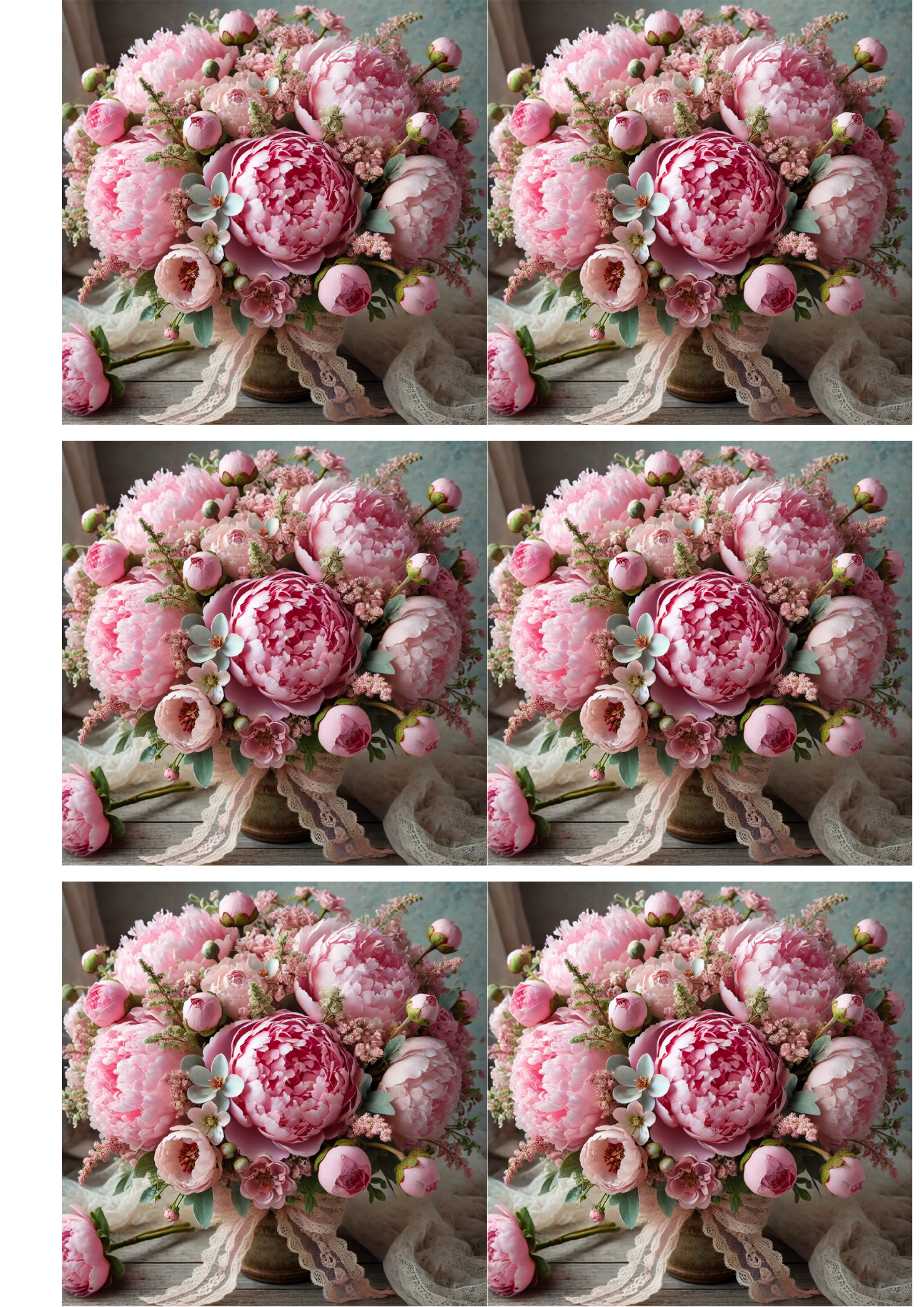 Sticker Sheet / Greeting Card – Peony Bouquet Collage Cat. No. 2232