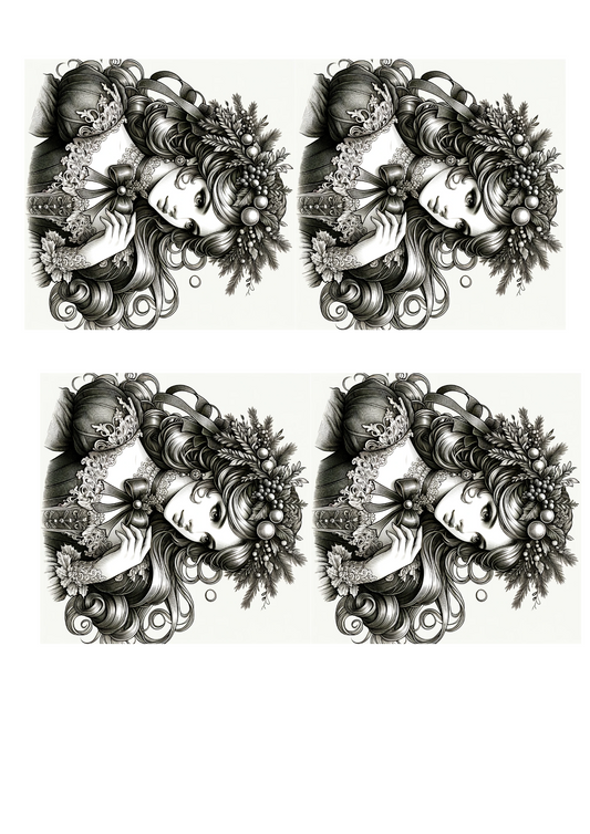 Sticker Sheet – Beautiful Girl In A Wreath Vintage Full Cat No. 782