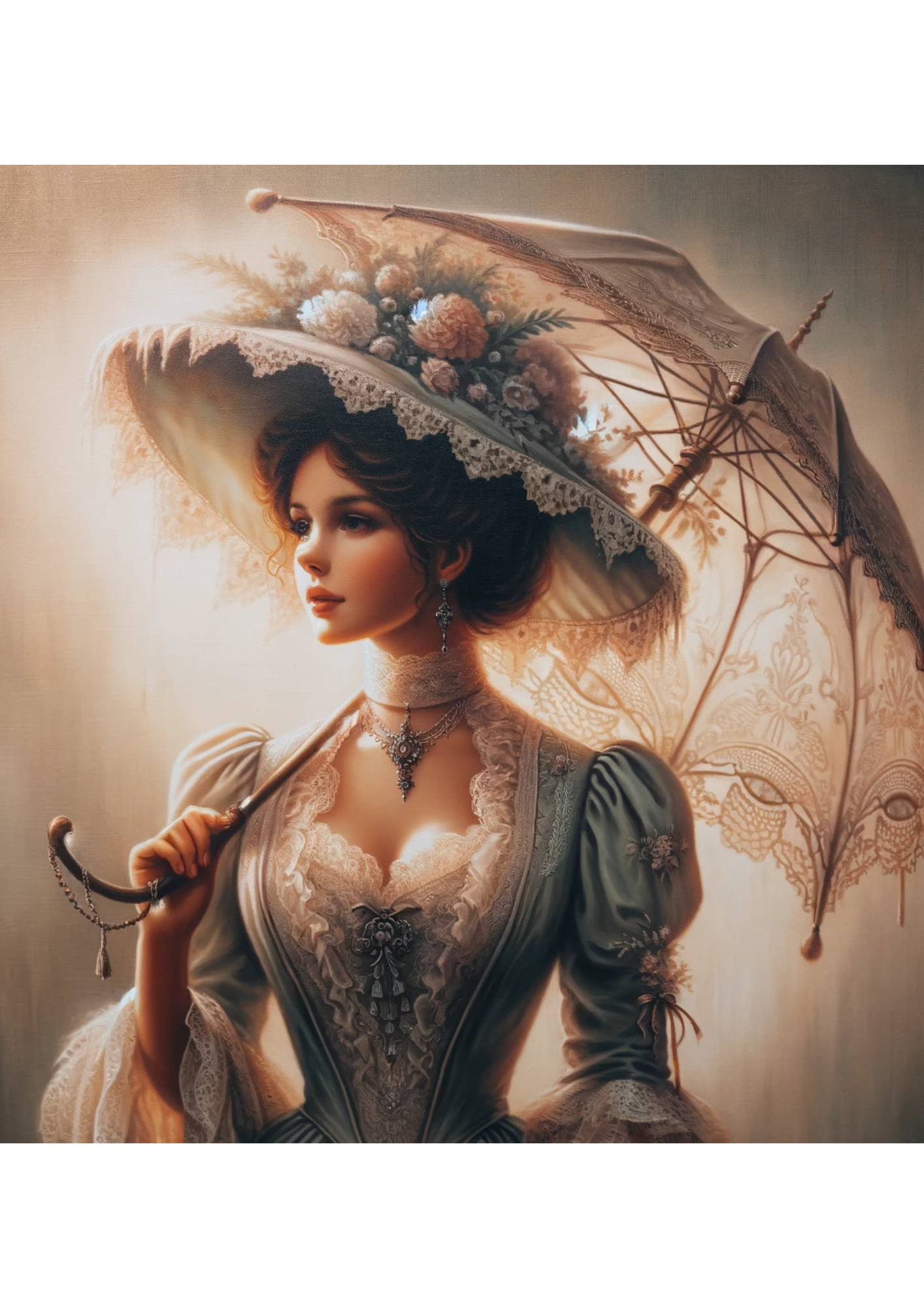 Sticker Sheet / Greeting Card – Beautiful Woman In Victorian Style Full Cat. No. 2237