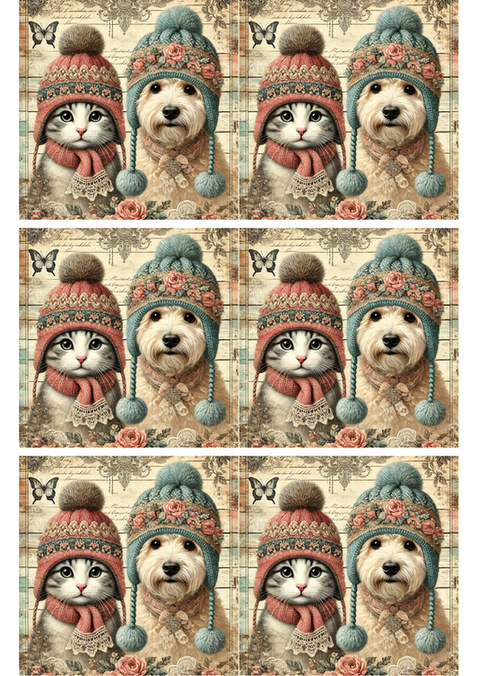 Sticker Sheet – Dog and Cat in Winter Collage Cat. No. 2244