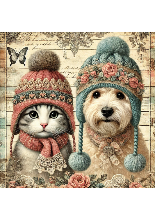 Sticker Sheet – Dog and Cat in Winter Full Cat. No. 2245