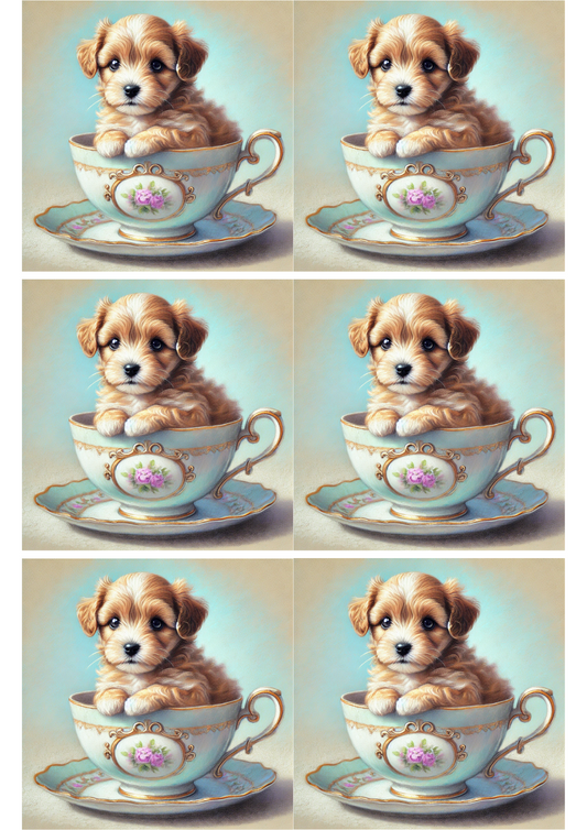 Sticker Sheet – Little Dog In A Cup Collage Cat. No. 2246